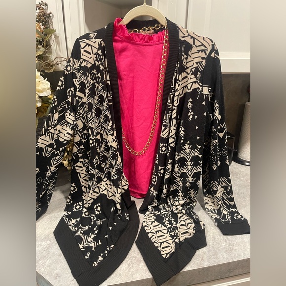 Bohemian Aztec Print Cardigan/Sweater Open Front Size M - Picture 2 of 5